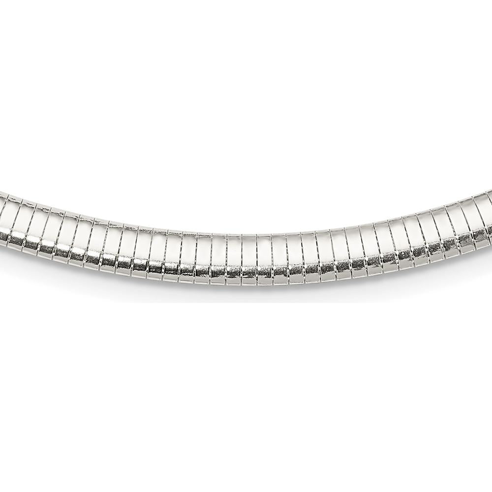 Sterling Silver 6mm Cubetto Omega Chain Necklace - Polished Finish, 18" Length by Lumare Gioia
