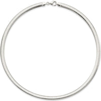 Sterling Silver 6mm Cubetto Omega Chain Necklace - Polished Finish, 18" Length by Lumare Gioia