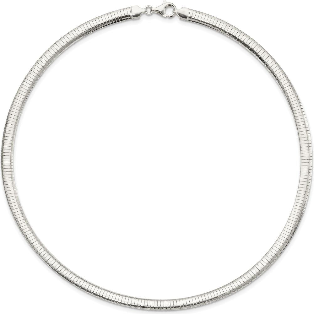 Sterling Silver 6mm Cubetto Omega Chain Necklace - Polished Finish, 18" Length by Lumare Gioia