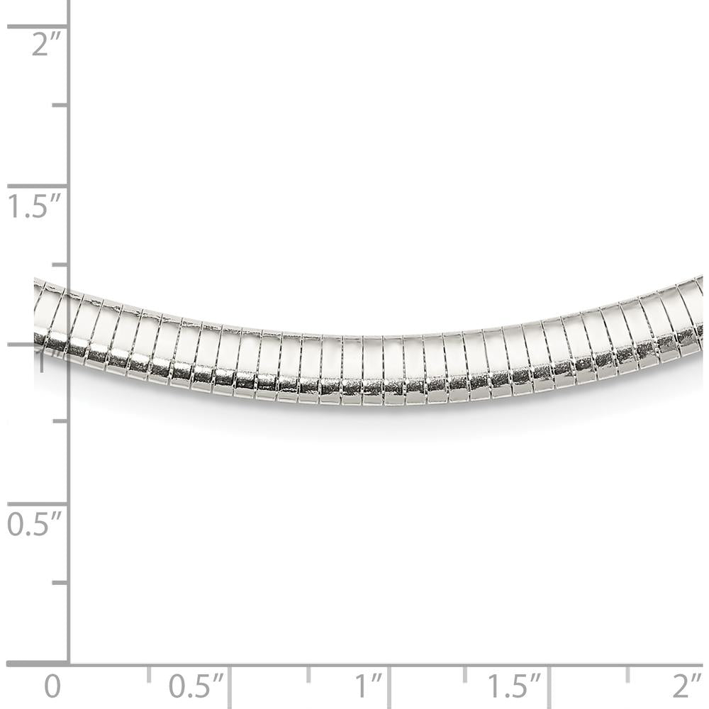 Sterling Silver 6mm Cubetto Omega Chain Necklace - Polished Finish, 18" Length by Lumare Gioia