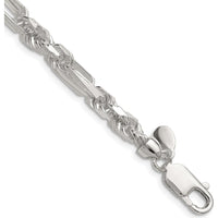 Sterling Silver 6mm Diamond-Cut Figarope Chain - 26" Length by Lumare Gioia