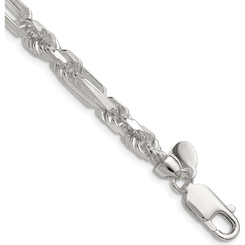 Sterling Silver 6mm Diamond-Cut Figarope Chain - 26" Length by Lumare Gioia
