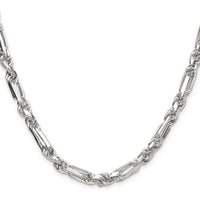 Sterling Silver 6mm Diamond-Cut Figarope Chain - 26" Length by Lumare Gioia