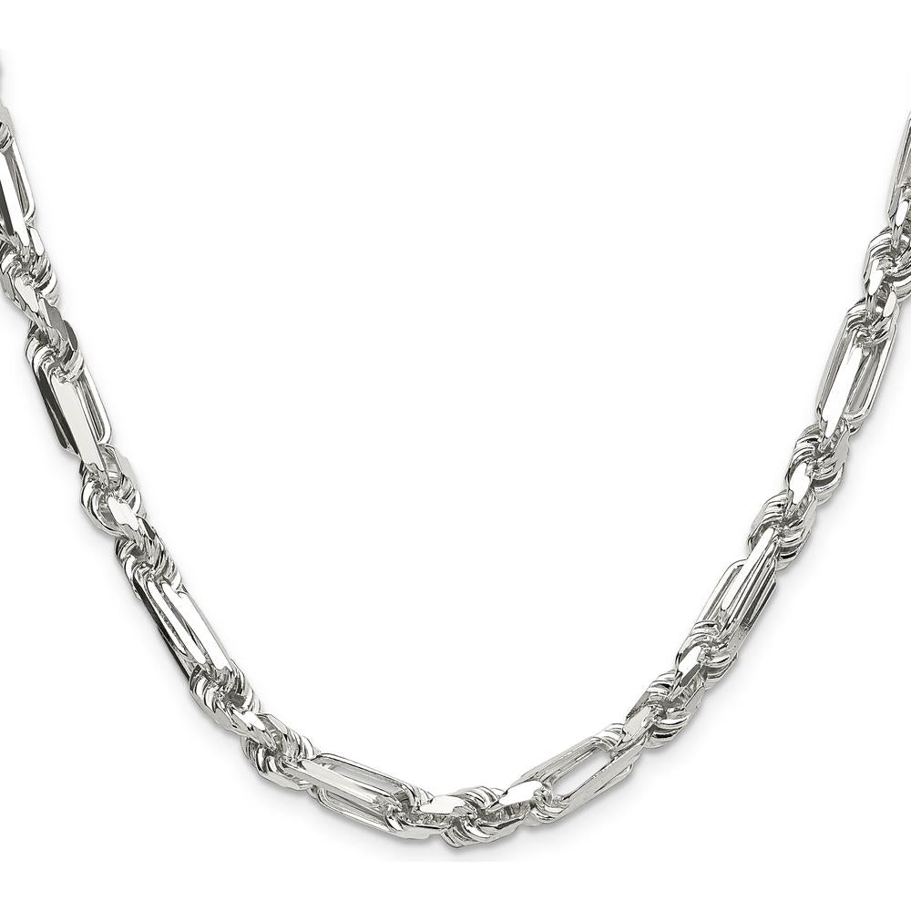 Sterling Silver 6mm Diamond-Cut Figarope Chain - 26" Length by Lumare Gioia