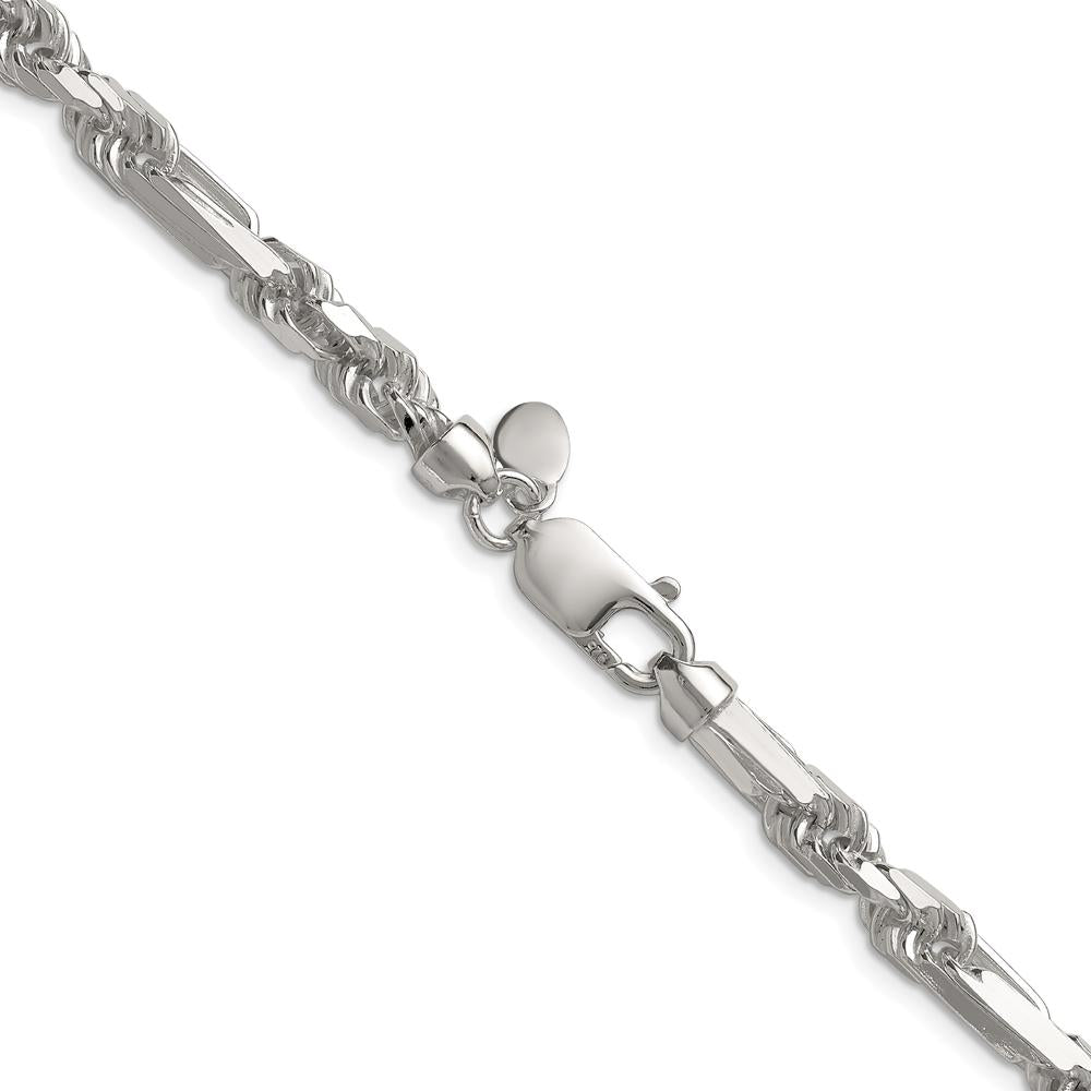 Sterling Silver 6mm Diamond-Cut Figarope Chain - 26" Length by Lumare Gioia
