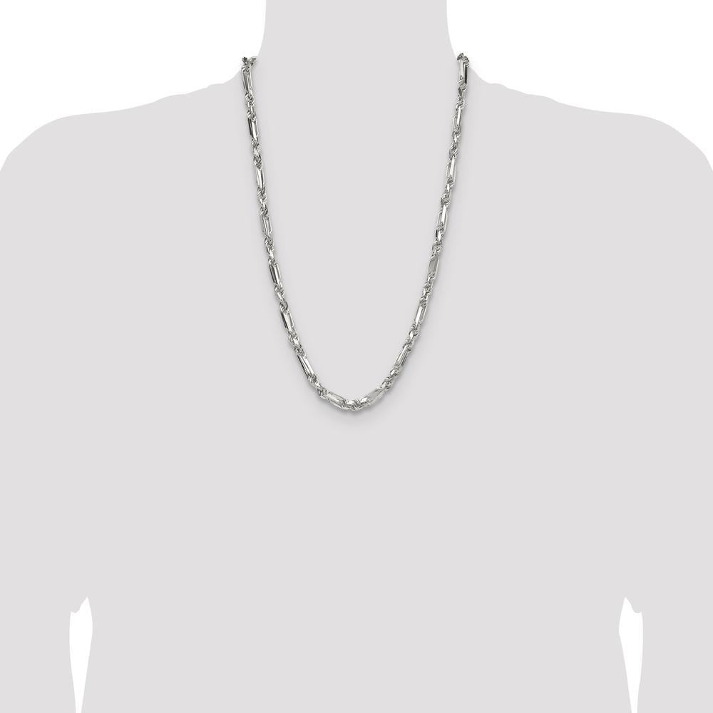 Sterling Silver 6mm Diamond-Cut Figarope Chain - 26" Length by Lumare Gioia