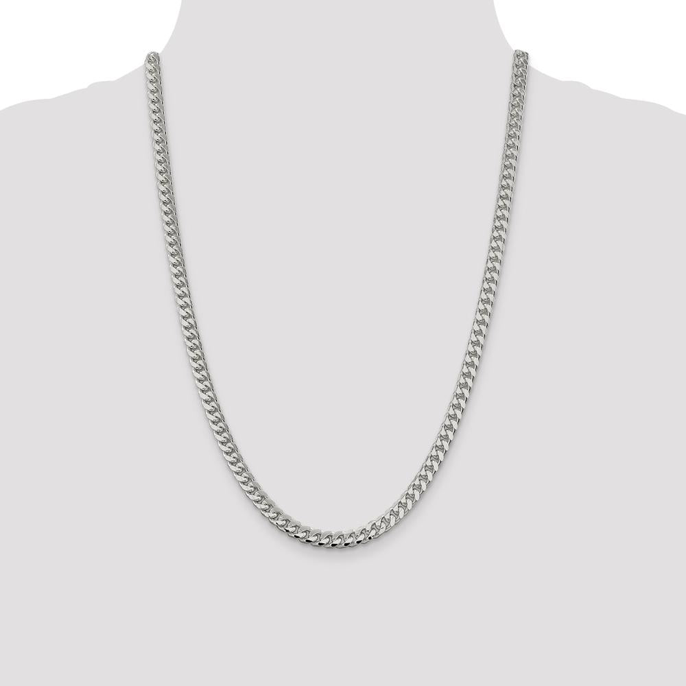 Sterling Silver 6mm Domed Curb Chain Necklace with Diamond-Cut Side Detailing - 24 Inches by Lumare Gioia