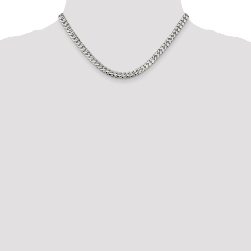 Sterling Silver 6mm Domed Curb Chain Necklace with Diamond-Cut Texture - 16 Inches by Lumare Gioia