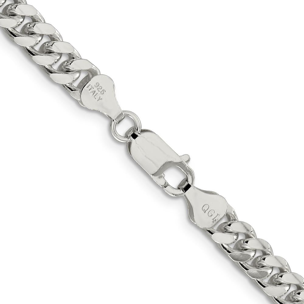 Sterling Silver 6mm Domed Curb Chain with Diamond-Cut Detail - 22 Inch by Lumare Gioia