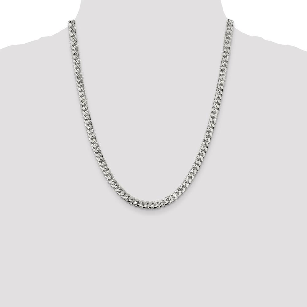 Sterling Silver 6mm Domed Curb Chain with Diamond-Cut Detail - 22 Inch by Lumare Gioia