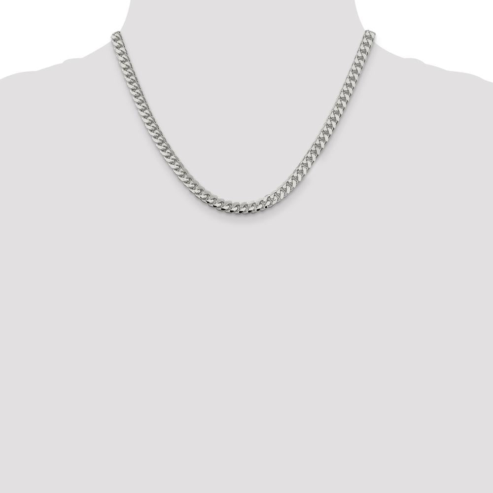 Sterling Silver 6mm Domed Curb Chain with Diamond-Cut Texture - 18 inches by Lumare Gioia