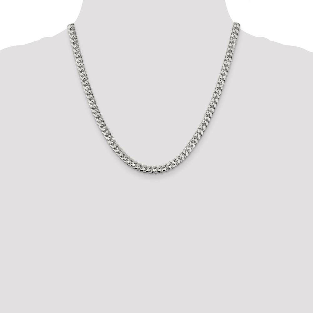 Sterling Silver 6mm Domed Diamond-Cut Curb Chain Necklace - 20 Inches with Lobster Clasp by Lumare Gioia