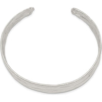 Sterling Silver 6mm Hammered Cuff Bracelet with Polished Rhodium Finish by Lumare Gioia