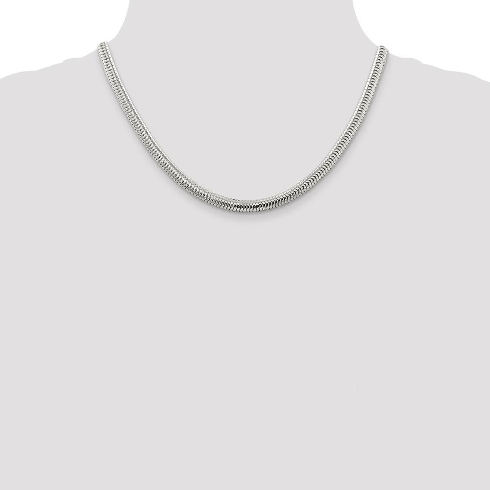 Sterling Silver 6mm Round Snake Chain Necklace - 18 Inches, Polished Finish by Lumare Gioia