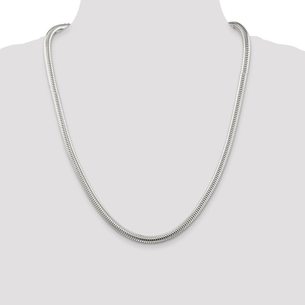 Sterling Silver 6mm Round Snake Chain Necklace - 24 Inches by Lumare Gioia
