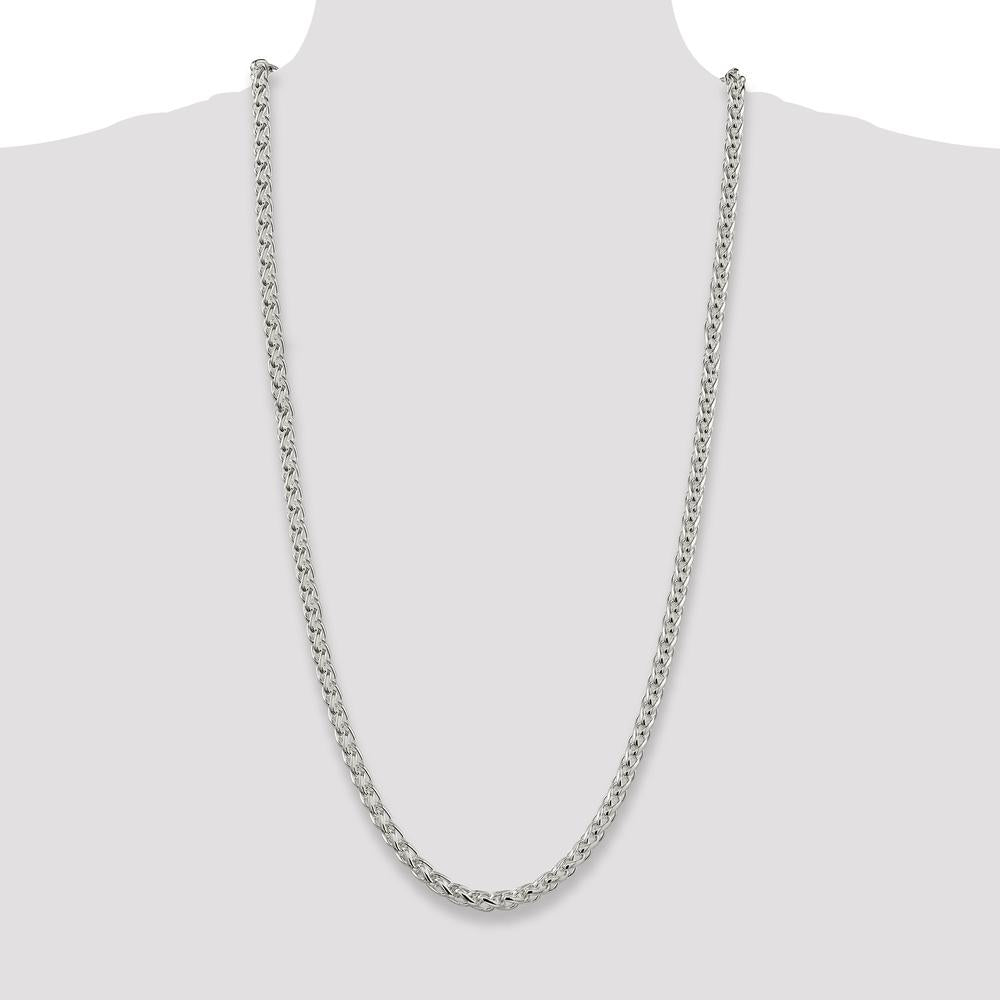 Sterling Silver 6mm Round Spiga Chain Necklace - 30 Inches by Lumare Gioia