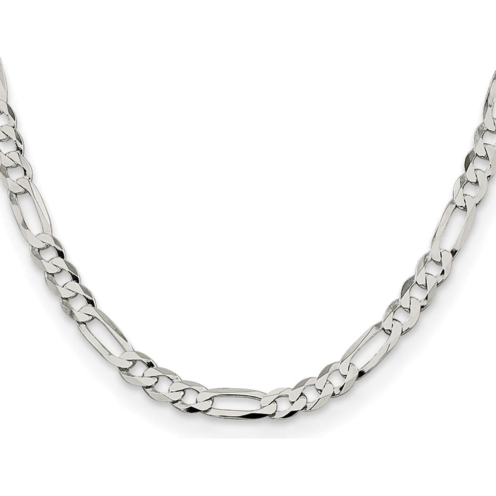 Sterling Silver 7.0mm Flat Figaro Chain Necklace for Men - 26 Inches by Lumare Gioia