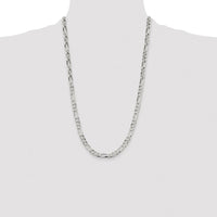 Sterling Silver 7.0mm Flat Figaro Chain Necklace for Men - 26 Inches by Lumare Gioia