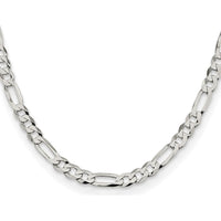 Sterling Silver 7.0mm Lightweight Flat Figaro Chain - 28" Necklace with Polished Finish and Lobster Clasp by Lumare Gioia
