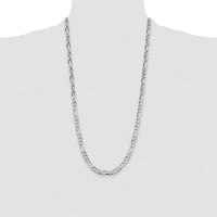 Sterling Silver 7.0mm Lightweight Flat Figaro Chain - 28" Necklace with Polished Finish and Lobster Clasp by Lumare Gioia
