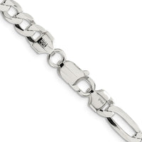 Sterling Silver 7.0mm Lightweight Flat Figaro Chain Necklace - 24 inches by Lumare Gioia