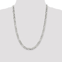 Sterling Silver 7.0mm Lightweight Flat Figaro Chain Necklace - 24 inches by Lumare Gioia
