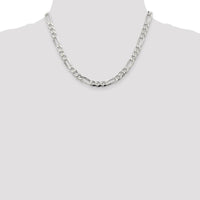 Sterling Silver 7.0mm Pavé Flat Figaro Chain - 18 Inch by Lumare Gioia