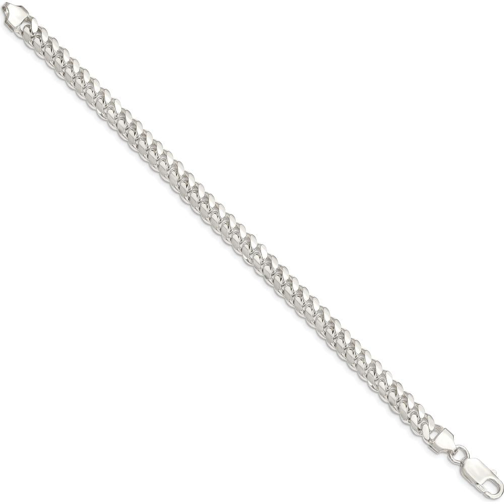 Sterling Silver 7.0mm Polished Domed Curb Chain Bracelet - 9 Inch Length with Lobster Clasp by Lumare Gioia