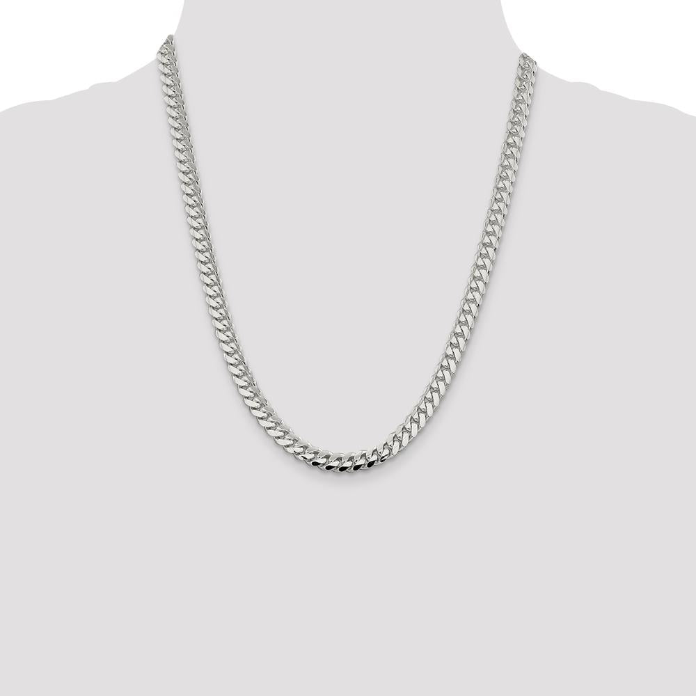 Sterling Silver 7.0mm Polished Domed Curb Chain Necklace - 22 inches by Lumare Gioia