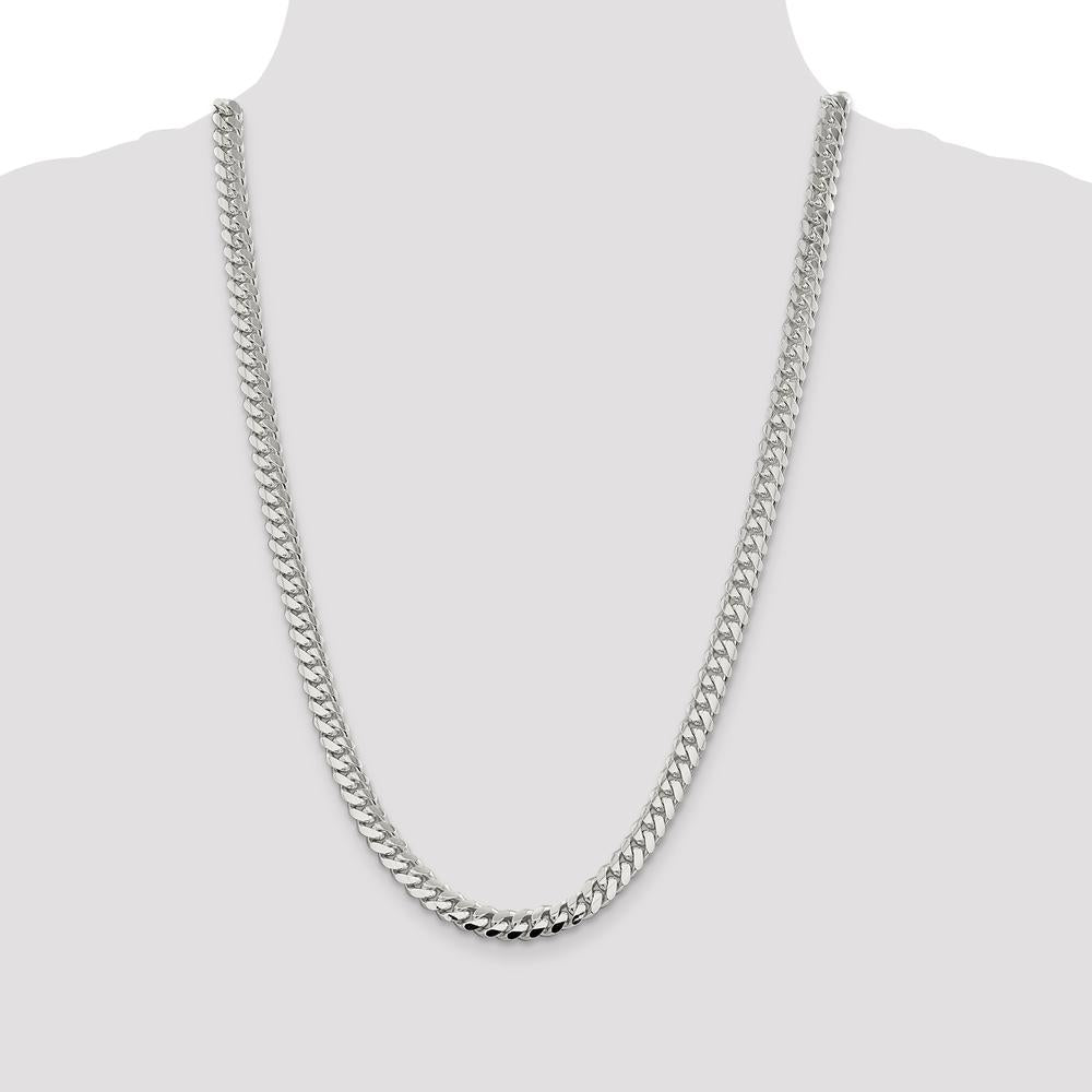 Sterling Silver 7.0mm Polished Domed Curb Chain Necklace - 26 inches by Lumare Gioia
