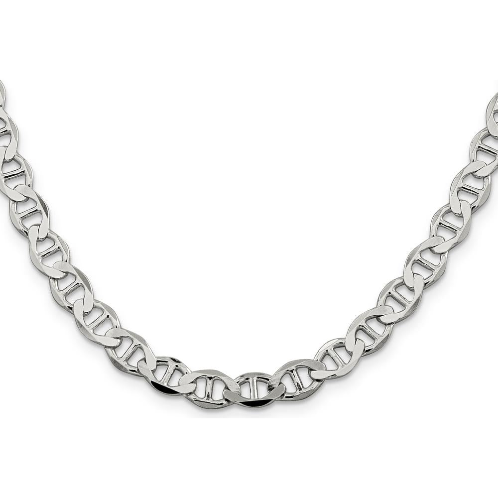 Sterling Silver 7.1mm Flat Anchor Chain Necklace - 26 inches, Polished Finish by Lumare Gioia