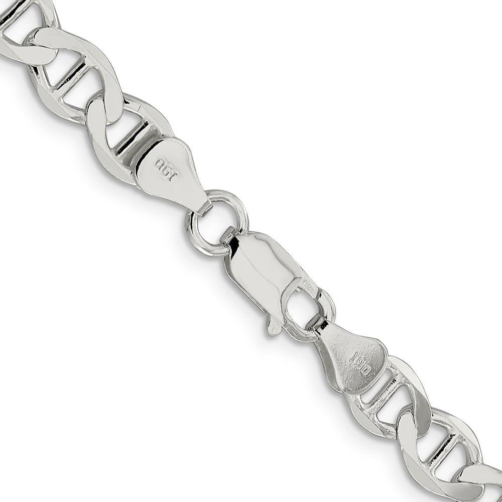 Sterling Silver 7.1mm Flat Anchor Chain Necklace - 26 inches, Polished Finish by Lumare Gioia