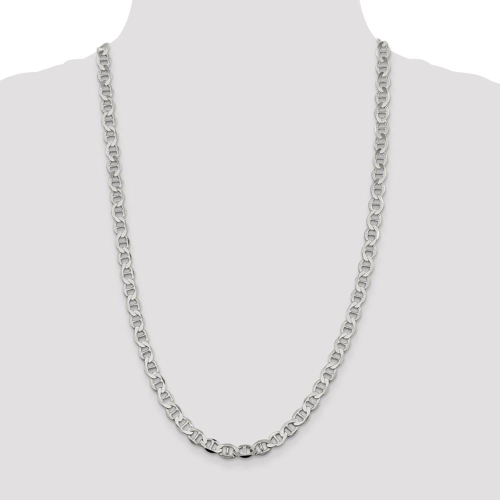 Sterling Silver 7.1mm Flat Anchor Chain Necklace - 26 inches, Polished Finish by Lumare Gioia