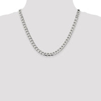 Sterling Silver 7.2mm Diamond-Cut Square Curb Chain Necklace - 20" Length, Polished Finish by Lumare Gioia