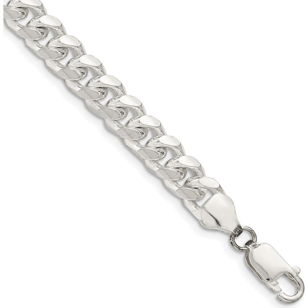 Sterling Silver 7.35mm Domed Curb Chain Bracelet with Side Diamond-Cut Details by Lumare Gioia