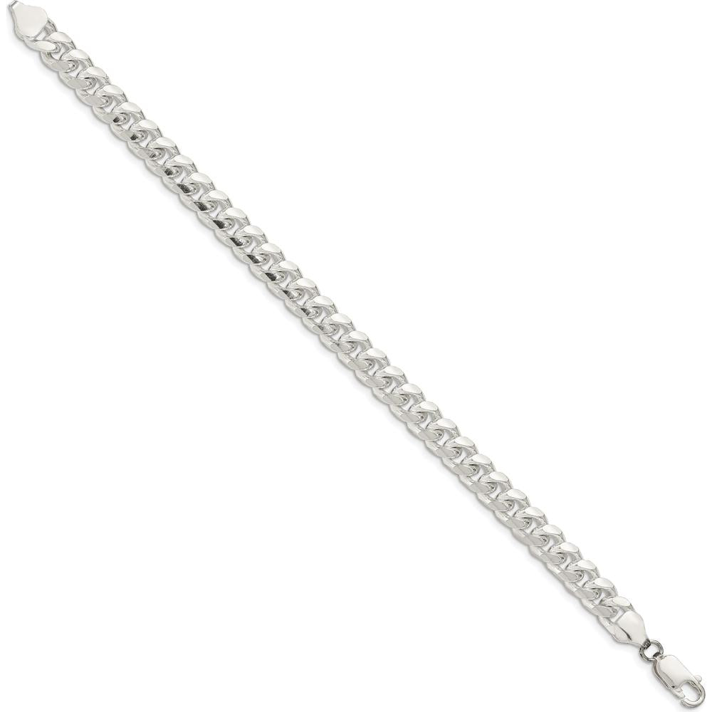 Sterling Silver 7.35mm Domed Curb Chain Bracelet with Side Diamond-Cut Details by Lumare Gioia