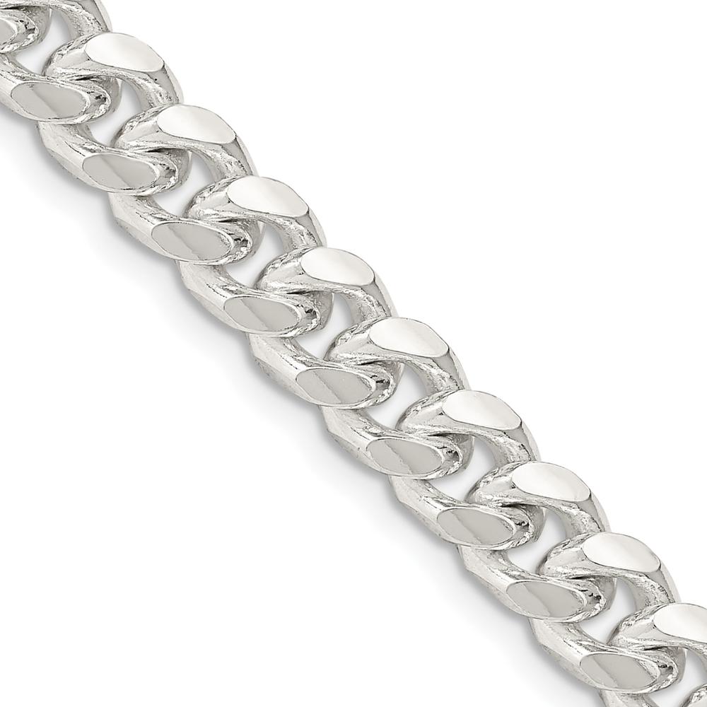 Sterling Silver 7.35mm Domed Curb Chain Necklace with Diamond-Cut Detailing - 20" by Lumare Gioia