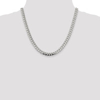 Sterling Silver 7.35mm Domed Curb Chain Necklace with Diamond-Cut Detailing - 20" by Lumare Gioia