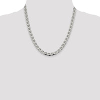 Sterling Silver 7.4mm Diamond-Cut Flat Anchor Curb Chain - 20 Inches by Lumare Gioia