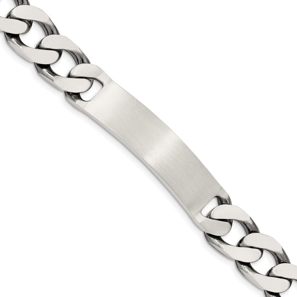 Sterling Silver 7.5" Engraveable Antiqued Curb Link ID Bracelet by Lumare Gioia