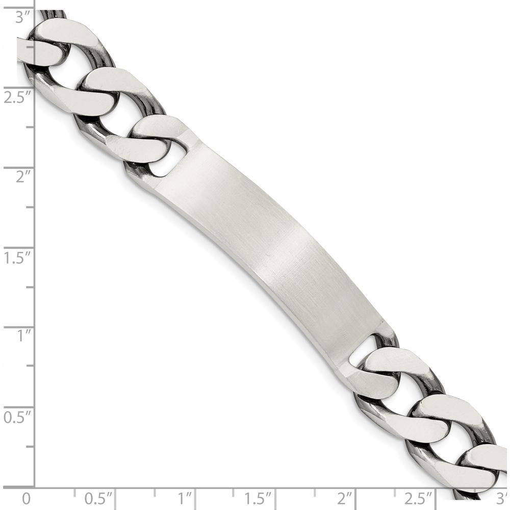 Sterling Silver 7.5" Engraveable Antiqued Curb Link ID Bracelet by Lumare Gioia