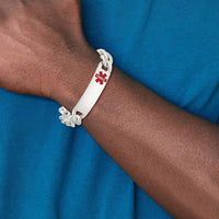 Sterling Silver 7.5" Polished Curb Link Medical ID Bracelet with Red Enamel Medical Symbol by Lumare Gioia