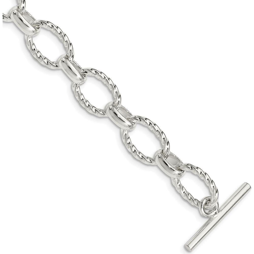 Sterling Silver 7.5" Polished Fancy Link Bracelet with Toggle Clasp by Lumare Gioia