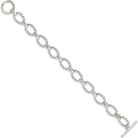 Sterling Silver 7.5" Polished Fancy Link Bracelet with Toggle Clasp by Lumare Gioia