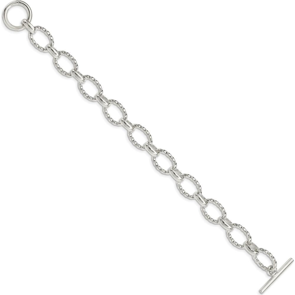 Sterling Silver 7.5" Polished Fancy Link Bracelet with Toggle Clasp by Lumare Gioia