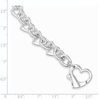 Sterling Silver 7.5" Polished Heart Link Bracelet - Handcrafted in 925 Silver by Lumare Gioia
