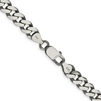 Sterling Silver 7.5mm Antiqued Curb Chain Necklace - 26 Inches by Lumare Gioia