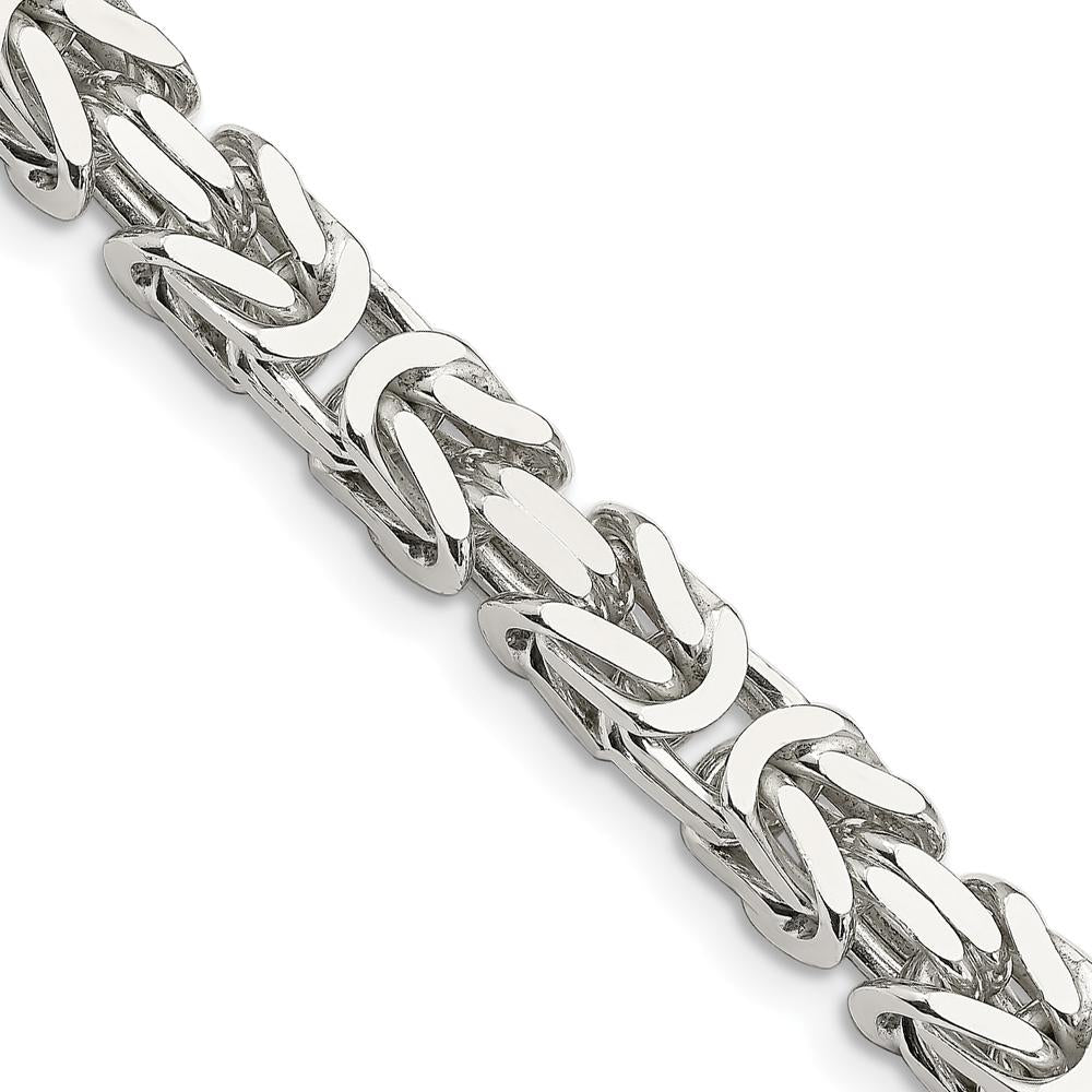 Sterling Silver 7.5mm Byzantine Chain Necklace - 20" Length with Lobster Clasp by Lumare Gioia