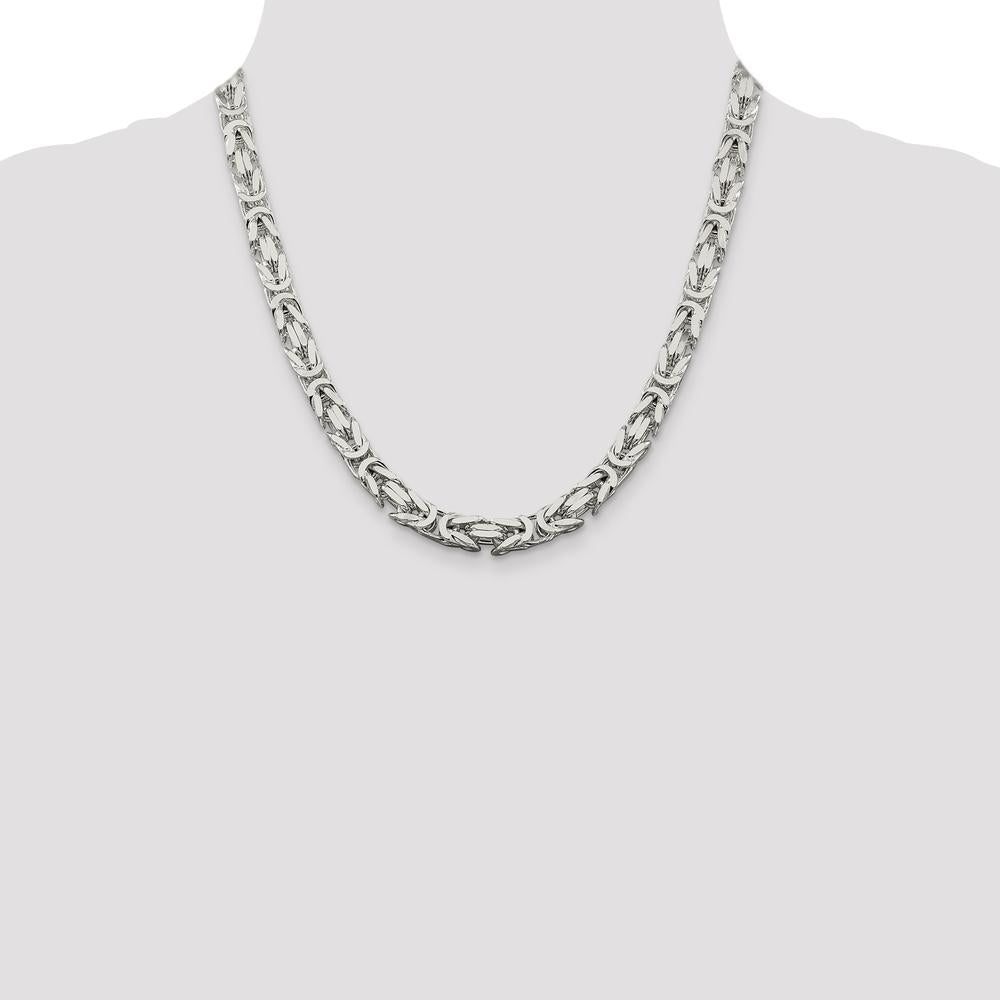 Sterling Silver 7.5mm Byzantine Chain Necklace - 20" Length with Lobster Clasp by Lumare Gioia