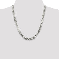 Sterling Silver 7.5mm Byzantine Chain Necklace - 22 Inches with Polished Finish by Lumare Gioia